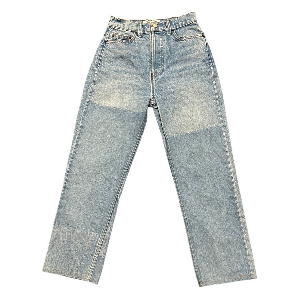 Reformation Cynthia High Rise Jeans Womens 23 Light Wash Straight Leg Button Fly